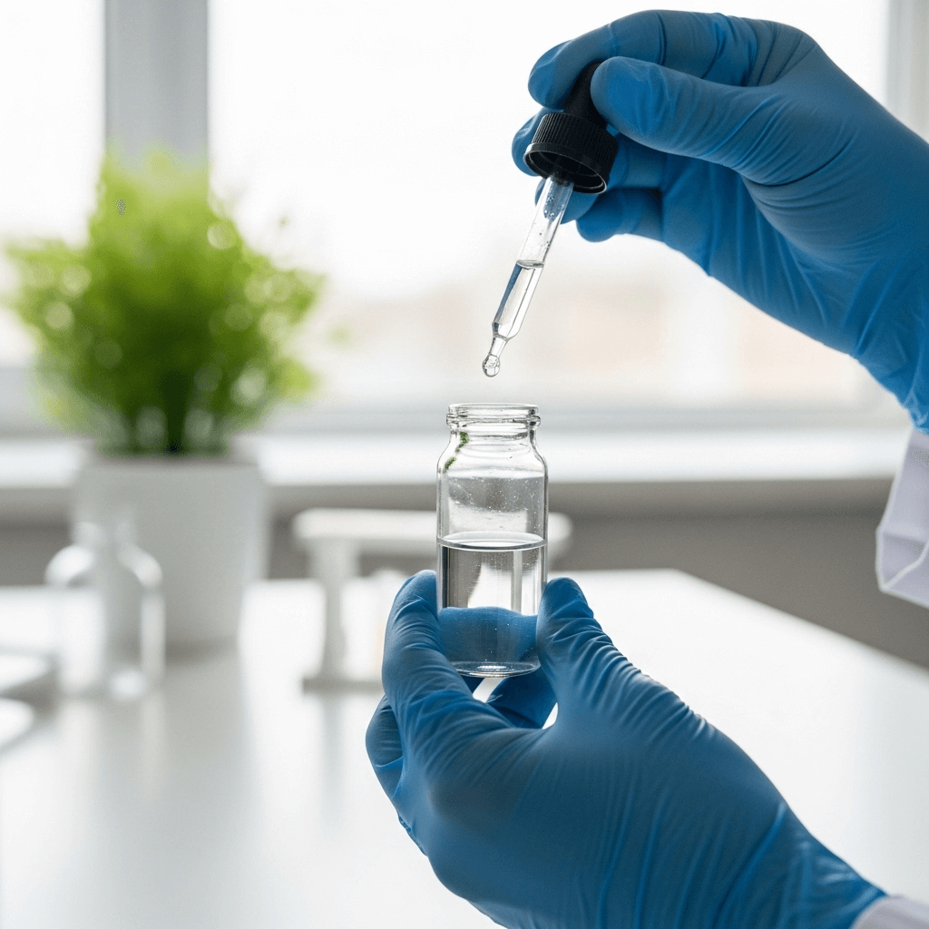 A water test kit being used to analyze a sample for lead.